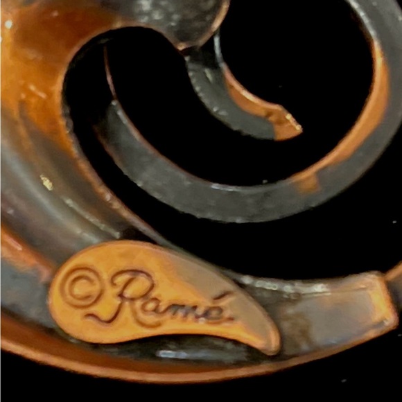 Vintage Signed Rame Gold-Tone, Copper Modernist Coil Leaf Brooch - Picture 3 of 5